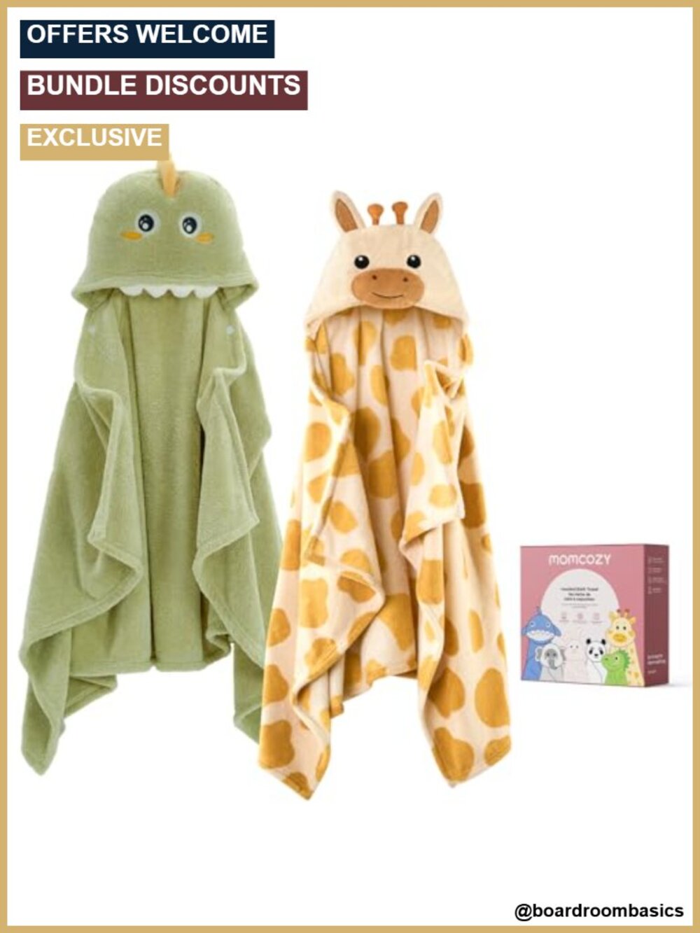 Hooded Baby Towels 2 Pack Coral Fleece 500GSM 28x55 Inch